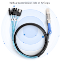 Miniatyrbilde 7 av 8: H0402 Mini SAS-kabel SFF-8644 til 4 x SATA Ekstern Server Harddisk Datatilbehør