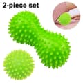 [LLC]Spike Peanut Roller+igelkott Fotmassageboll Set-muskel Djupvävnad Green