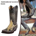 Miniatyrbild 3 av 5: Python Western Boot Colorblock Broderi Herrstövlar Mode Moderna Skor 42