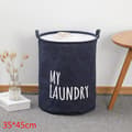 [LLC] Foldable Laundry Basket with Drawstring Large Capacity Waterproof Clothes Storage Basket for Home Bathroom Bedroom Navy Blue 35*45CM Navy