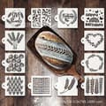 [LLC] 12 Pcs. Bread Stencils Craft Baking Stencils Cake Pie Stencils Cookie Decorating Templates for Sourdough Bread and Birthday Cakes