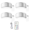 [LLC]Wall Mounted Wireless Picture Light with Remote Control Dimmable Battery Operated Adjustable 13-Color RGB Painting Lamp white white 4pcs