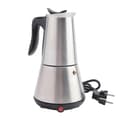 Elektrisk espressomaskine Moka Pot 6 kopper perkolator kaffekande elektrisk rustfrit stål klassisk silver