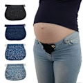 Miniatyrbilde 1 av 5: 4-delt denimbelte, justerbart forlengelsesbelte, elastisk bukseforlengelsesbelte for gravide kvinner, elastisk forlengelse