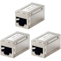 Pikkukuva 1 / 5: 3-osainen RJ45 Suojattu Metallinen CAT6A Inline -liitin, Naaras-Naaras
