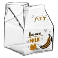 Miniatyrbilde 1 av 5: 350ML Kawaii Firkantet Melkekartong Glasskopp Varmebestandig Søt Jordbær Fersken Frokostkopp Puddingkopp Melkeflasker, C