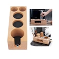 Miniatyrbillede 2 af 5: Espresso Tamper Holder Station, 5 Huller Ikke-Træ Espresso Tamper Måtte Stand Tamper Station Træbase med Måtte