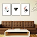 Miniatyrbillede 1 af 4: Wekity Marmorstruktur Geometrisk Patchwork 2 Væghængt Canvas Print Poster, Enkel Abstrakt Kunsttegning Dekoration til Hjemmet Stue Soveværelse Kontor og Ch