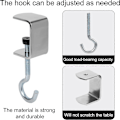 Miniatyrbilde 4 av 5: 4 stk. Skrivebordsmontert Veskeholder Krok, Metall Under Bordet Veske Krok Justerbar Skrivebord