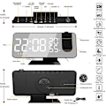 Miniatyrbilde 4 av 5: Alt-i-ett Projektor Vekkerklokke FM Radio Vekkerklokke 180 Projeksjon Digital Klokke Med LED Speil USB Lading.