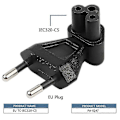 Miniatyrbild 4 av 5: 2-polig EU hane till IEC 320 C5 hona AC-adapter 2,5A säkring, EU industriell strömomvandlare