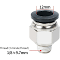 Miniatyrbillede 2 af 5: 5 stk. lige pneumatiske push-to-quick-connect fittings, 12 mm rør OD x 1/8\" hangevindingskonnektor pneumatiske fittings