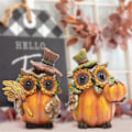 Miniatyrbild 5 av 5: 2 st Höst Thanksgiving Pumpa Uggla Bordsdekorationer för Hemmet, Harts Uggla Höstdekorationer för Bord