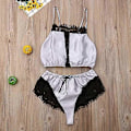Miniatyrbild 5 av 5: Sovplagg för damer 2 delar Blommig spetskant Satin Cami Pyjamasset Kvinnlig Mesh Nattlinne Lingerieset