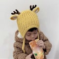 Miniatyrbilde 2 av 4: Småbarn Baby Gutter Jenter Jul Elgører Varm Vinter Lue Ullhatt