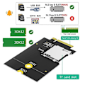 Miniatyrbild 3 av 5: SD-kort TF SDHC SDXC till NGFF Key B-adapter (stöder USB-buss, inte SATA-buss)