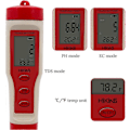Miniatyrbilde 3 av 4: WJTG Digitalt vannkvalitetsmåler Høy presisjon 4 i 1 PH/TDS/EC/Temp tester for akvarier Hydroponics Basseng Spa DrikkevannJ