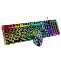 Miniatyrbild 1 av 4: T6RGB Uppgradering Trådlöst Tangentbord & Mus Combo, Gkkua Bakgrundsbelyst 2.4G Laddningsbart Mekaniskt Responsivt Speltangentbord + 2400DPI 6-knapps Optisk Gkkua LED Mus