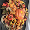 Miniatyrbillede 4 af 5: Halloween Krans - Efterårs Græskar Krans til Fordøren, Kunstig Græskar Solsikke Lønblade Krans