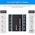 Miniatyrbillede 2 af 5: USB 3.0 Switch KM Switch Selector 4 Computer Laptop PC Desktops Hub Splitter KVM til Pro Tastatur Mus