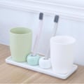 Miniatyrbillede 4 af 5: Rektangulær keramisk bakkeplade hvidt porcelæn rektangulær plade mundskyl kop bakke badeværelse stue