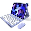Miniatyrbilde 1 av 5: Ipad 10. generasjon 2022 Tastatur Etui Med Mus Søte Runde Taster Avtakbart Bluetooth Tastatur Slankt Smart Deksel Med Blyantholder (lilla)