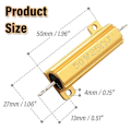 Miniatyrbillede 5 af 5: 2 stk. 50W 25Ohm Trådviklet Effektmodstand, Aluminiumshus Modstand, Guld Chassis