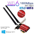 Miniatyrbillede 3 af 5: 1800Mbps Wifi 6 MT7921 PCI Express Trådløs Adapter Bluetooth 5.2 Dobbelt Bånd 802.11AX/AC Wi-Fi Netværkskort Windows 10 11-B16