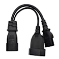 Miniatyrbillede 3 af 5: Y Type Splitter Strømkabel, Iec320 3 Pin C14 til Han C13+2 Hul Eu 4.0mm Hun Socket Ac Strømkabel