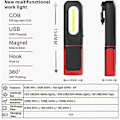 Miniatyrbilde 3 av 4: Oppladbar LED Arbeidslampe, 2 I 1 360 Graders Roterende Inspeksjonslampe Og 3W COB LED Lommelykt Med Magnetisk Base Og Krok