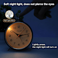 Miniatyrbild 3 av 4: SBSG Analog Väckarklocka Tystgående med Nattlampa Snooze-funktion Rund Retro Väckarklocka Batteridriven Klocka för Sovrum Vardagsrum för Barnbl