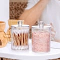 Miniatyrbillede 3 af 5: 2x Qtip Holder Dispenser Til Bomuldsbolde, Bomuldsapotekkrukke Med Låg Til Badeværelsesbeholder