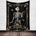 Miniatyrbillede 3 af 4: Wekity Skull Tarot Vægtæppe Æstetisk Kunst Hjem Baggrundstof Ornament Gave Pool Vægtæppe Stue Soveværelse Ornament (EMPRESS, 51 X 59 tommer)