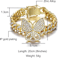 Miniatyrbillede 3 af 5: Butterfly Cuban Armbånd 8 tommer Miami Cuban Link Armbånd Micro Pave Iced Out Bling Butterfly