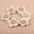 Miniatyrbillede 2 af 3: 6 stk. Jute 5-bladet Blomst Hessian Jute Blomst Rustik Vintage Til Julebryllupspynt (hvidt kronblad)