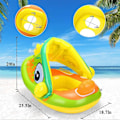 Miniatyrbilde 2 av 5: Baby Pool Float med Solskjerm - Oppblåsbar Badering Baby Flyte Spring Float Basseng Sikkerhetssete Barne Vannleker (Grønn-frosk)