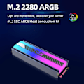 Miniatyrbild 2 av 5: ARGB M.2 2280 SSD-kylare Professionell Universal Låg Ljudnivå Effektiv Enkel Installation Snabb Värmeavledning 5V 3-stifts SSD Hårddisk Termisk Pad Kylare