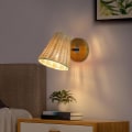 Miniatyrbild 2 av 5: Rattan Vägglampa Väggmonterad Dekorativ Bohemisk Belysning Vinkeljusterbar Sänglampa För Veranda Korridor Gång Badrum