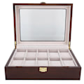 Miniatyrbild 1 av 5: Klockbox Organizer Display Fint Trä 10 Fack Lyxigt Fodral Smyckesdisplay Förvaringslåda YEMAA