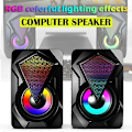 Miniatyrbilde 4 av 5: X2 USB Kablet Datamaskin Høyttaler Multimedia Datamaskin Subwoofer Fargerik Lyseffekt RGB Skrivebord Ga