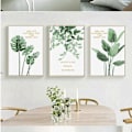 Miniatyrbild 2 av 5: Wekity Botaniska Väggkonsttryck Set om 3 Tropiska Blad Canvas Dekoration Växtblad Boho Väggdekor Bilder Gröna Boho Posters Konstset Badrumsvägg