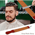 Miniatyrbillede 3 af 4: Ægte Læder Strop Rem Barbermaskine Barberkniv Foldbar Barbers Læder Sliber Slibebælte, Dobbeltsidet Læderstrop til Slibning og Sm
