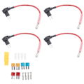 Miniatyrbillede 2 af 5: 4 stk. 12V-24V Add-A-Circuit Micro2 sikringsholder, Piggy Back bladsikringsholder med ledningsnet