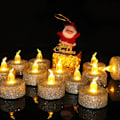 Miniatyrbilde 3 av 5: Juledekorasjoner, flammeløs telys, røykfri, glitter, lett, lyssterk, LED-lys, juledekorasjon, julegaver, gull