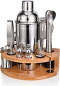 12-delars Cocktailset, Professionell Bartender Kit med Stilfullt Bambuställ,