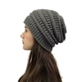 Miniatyrbillede 2 af 5: Vinterstrikkede Beanies til Kvinder, Silke Satinforet Tyk Hue Blød Strækbar Kabelstrikket Varm Slouchy Beanie Hue
