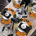 Pikkukuva 5 / 5: Jack-O-Lantern Halloween pyöreät tabletit, 4 kpl, 35,5 cm syksyn pyöreät pöytätabletit