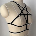 Pikkukuva 4 / 5: 2 kpl Seksikäs Naisten Valjaat Halter Pentagrammi Vartalovaljaat Rintaliivit Häkkirintaliivit Kupittomat Rintaliivit Punk Goottityylinen Nauhallinen Bralette