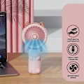 Pikkukuva 3 / 5: Kantava Käsikäyttöinen Tuuletin Korvilla - Mini Tuuletin USB-Latautuvalla Akulla Taittuva Pieni Tuuletin (Vaaleanpunainen)