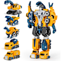 Miniatyrbillede 1 af 5: Robot Byggekøretøjer Sæt til Småbørn 5 stk. Transformerende Robotter til Børn - Magnetisk Legetøj med Holdbare Stik - Nem DIY Samlefunktion - 5-i-1